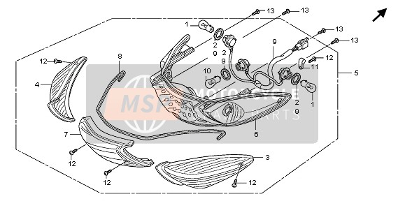 Honda SH150 2005 Luz de combinación trasera para un 2005 Honda SH150